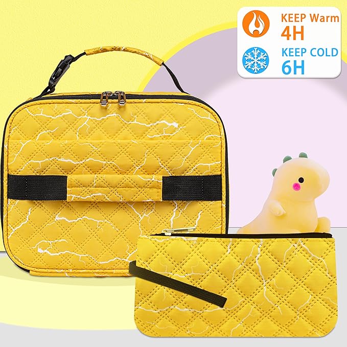 Yellow Lightning Lunch Box for Teenager Boys with Reusable Snack Bag Cute Lunch Bag for Middle High School Lonchera para chicas adolescentes