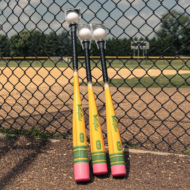 Victus Yardstick, Plastic Baseball Bat for Kids with Custom Plastic Ball, for Use on Turf or Grass, 2 5/8” Barrel and Soft Touch Grip, Lightweight Backyard Baseball Set, 32”