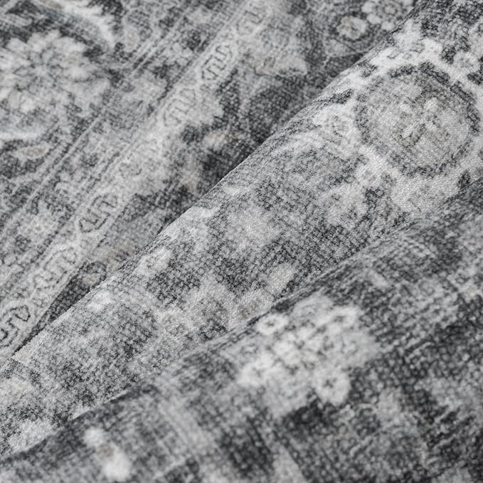 Blue 4x6 Area Rug Non Slip Vintage Office Entryway Rug Distressed Machine Washable Kitchen Carpet Retro Traditional Floral Accent Throw Door Mat for Bedroom Bathroom Dining Living Room