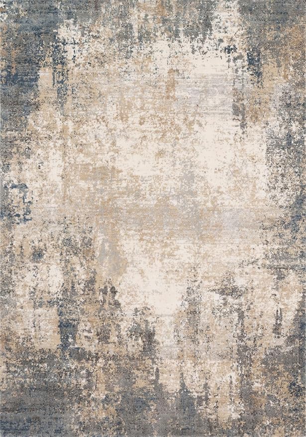 Loloi Teagan Collection TEA-08 Ivory/Mist 11'-6" x 15' Area Rug, Large, Soft Neutral Rug, High-Traffic for Living Room, Bedroom, Home Office, Dining Area