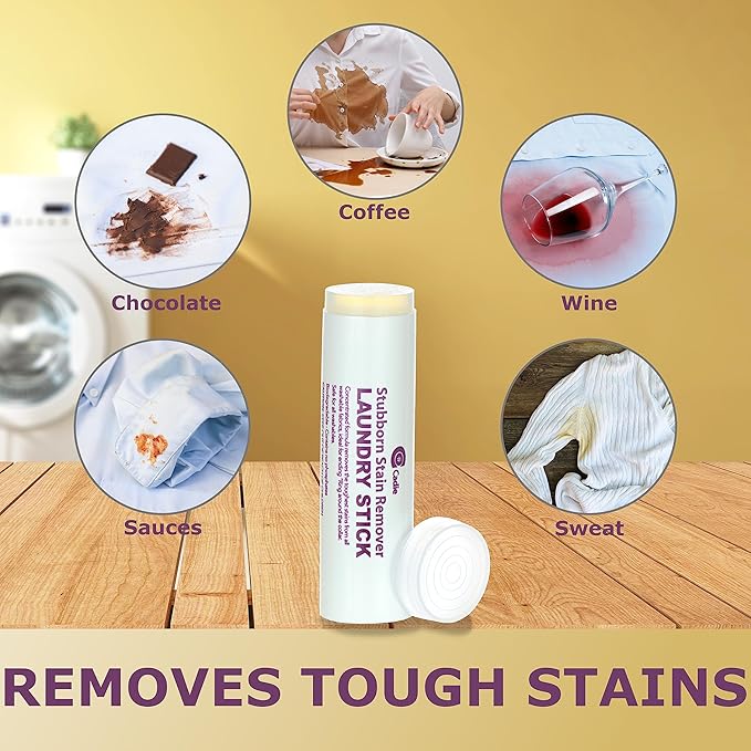 Cadie Laundry Stain Remover Stick – Pre Wash Spot Cleaner for Fabric Clothing on Cotton,Wool,Synthetics - Easy Removal of Grease,Blood,Coffee,Ink,Lipstick,Wine,Grass Soil | Clean On-The-Go (3 Pack)