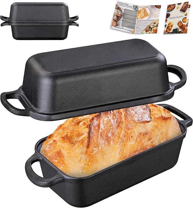 GRMImosa Cast Iron Loaf Pan with Lid, 9x5 Inch Sourdough Baking Pan