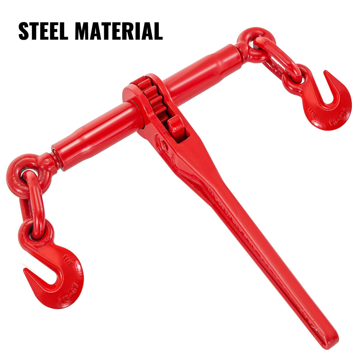 9215LBS 3/8\" – 1/2\" Ratchet Binders 9,215 LBS Secure Working Load, G70 Hooks and Adjustable Length, for Grade 70-80 Chains, Tie Down, Hauling, Towing, 4-Pack, Red