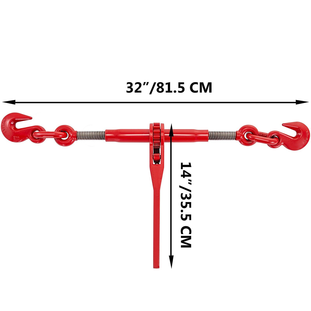 9215LBS 3/8\" – 1/2\" Ratchet Binders 9,215 LBS Secure Working Load, G70 Hooks and Adjustable Length, for Grade 70-80 Chains, Tie Down, Hauling, Towing, 4-Pack, Red