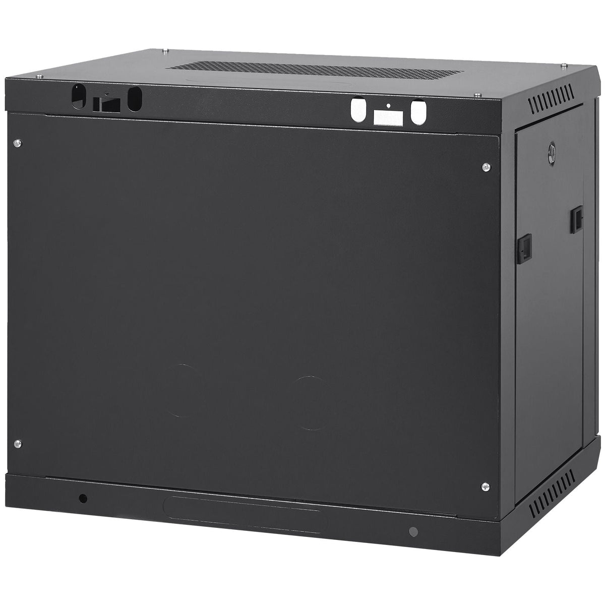 9U Wall-Mounted Server Network Cabinet, 15.5'' Depth, Secure Rack Enclosure, Supports up to 200 lbs, Features Lockable Glass Door and Side Panels, Ideal for IT and A/V Gear
