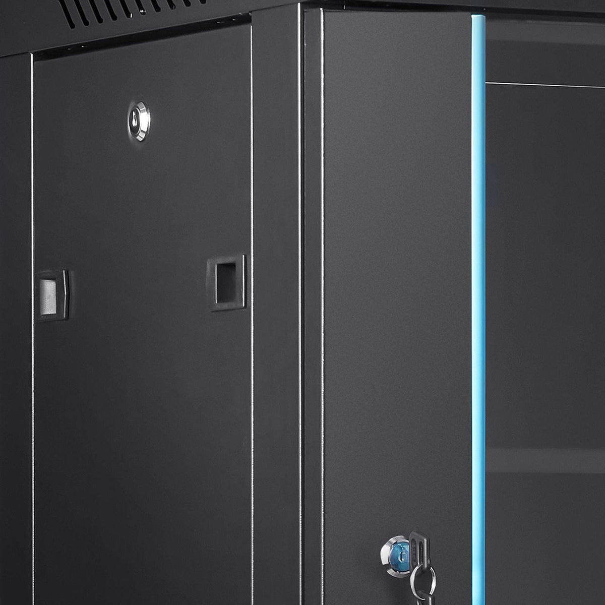 9U Wall-Mounted Server Network Cabinet, 15.5'' Depth, Secure Rack Enclosure, Supports up to 200 lbs, Features Lockable Glass Door and Side Panels, Ideal for IT and A/V Gear