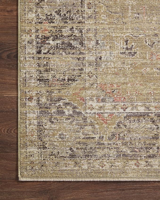 Loloi Magnolia Home by Joanna Gaines Millie Collection MIE-03 Gold/Charcoal 9'-6" x 13'-1", .25" Pile Height, Area Rug