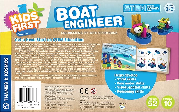 Thames & Kosmos Kids First Boat Engineer STEM Experiment Kit for Young Learners, Build 10 Non-Motorized Models, Play & Learn with Storybook Manual, Parents’ Choice Gold Award Winner