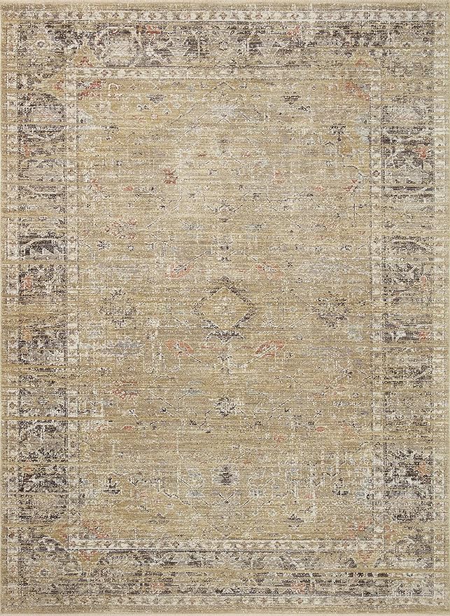 Loloi Magnolia Home by Joanna Gaines Millie Collection MIE-03 Gold/Charcoal 3'-6" x 5'-6", .25" Pile Height, Accent Rug