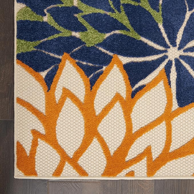 Nourison Aloha Indoor/Outdoor Multicolor 2'3'' x 8' Area--Rug, Tropical, Botanical, Easy--Cleaning, Non Shedding, Bed Room, Living Room, Dining Room, Deck, Backyard, Patio (2x8)
