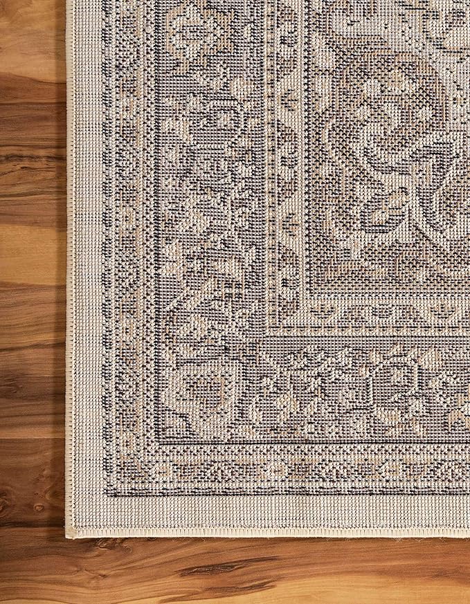 Unique Loom Reza Collection Traditional Persian Style Area Rug, 9 x 12 ft, Ivory/Brown