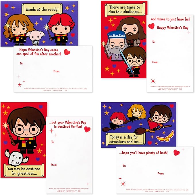 Hallmark Harry Potter Valentines Day Cards and Mailbox for Kids School Classroom Exchange (1 Box, 32 Valentine Cards, 35 Stickers, 1 Teacher Card)