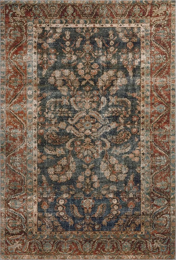 Loloi Chris Loves Julia Jules Collection JUL-10 Ocean/Spice 3'-6" x 5'-6", .13" Pile Height, Area Rug