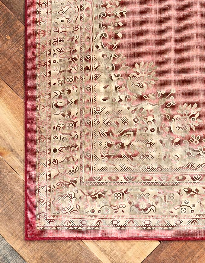 Unique Loom Reza Collection Traditional Persian Style Area Rug, 6 x 9 ft, Burgundy/Ivory