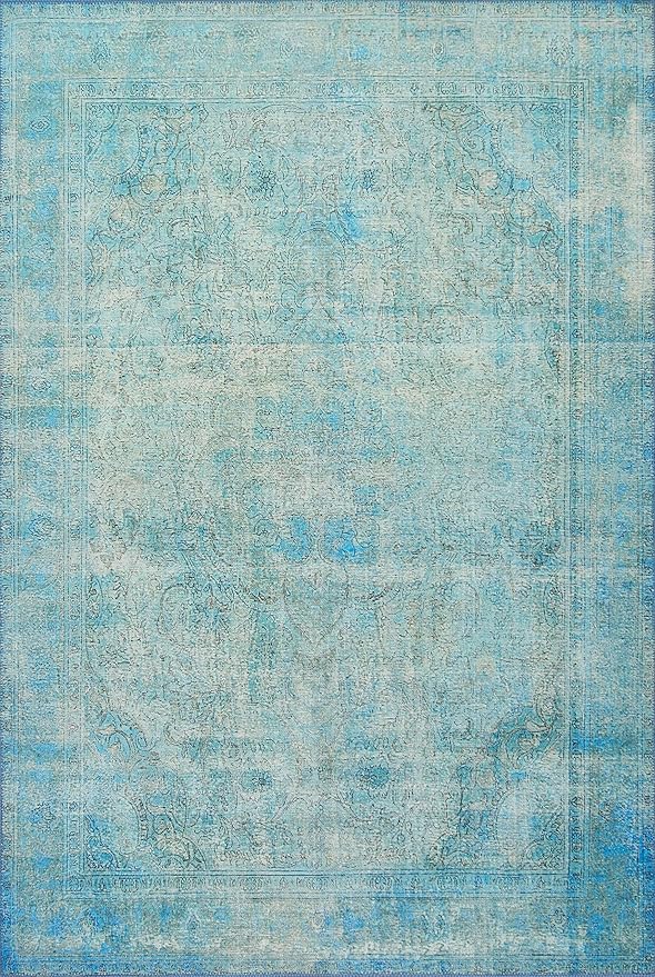 Loloi Loren Collection LQ-08 Aqua 3'-6" x 5'-6" Accent Rug