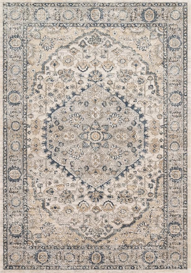 Loloi Teagan Collection TEA-01 Natural/Lt. Grey 2'-8" x 13' Runner Rug, Large, Soft Neutral Rug, High-Traffic for Living Room, Bedroom, Home Office, Dining Area