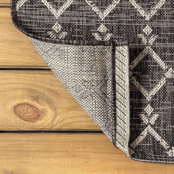 JONATHAN Y Moroccan Geometric Indoor Outdoor Area Rug 5X8 Black/Gray, Ourika Textured Weave for Backyard, Patio, Porch, Easy-Cleaning, High Traffic, Pet-Friendly, Non-Shedding (SMB108F-5)