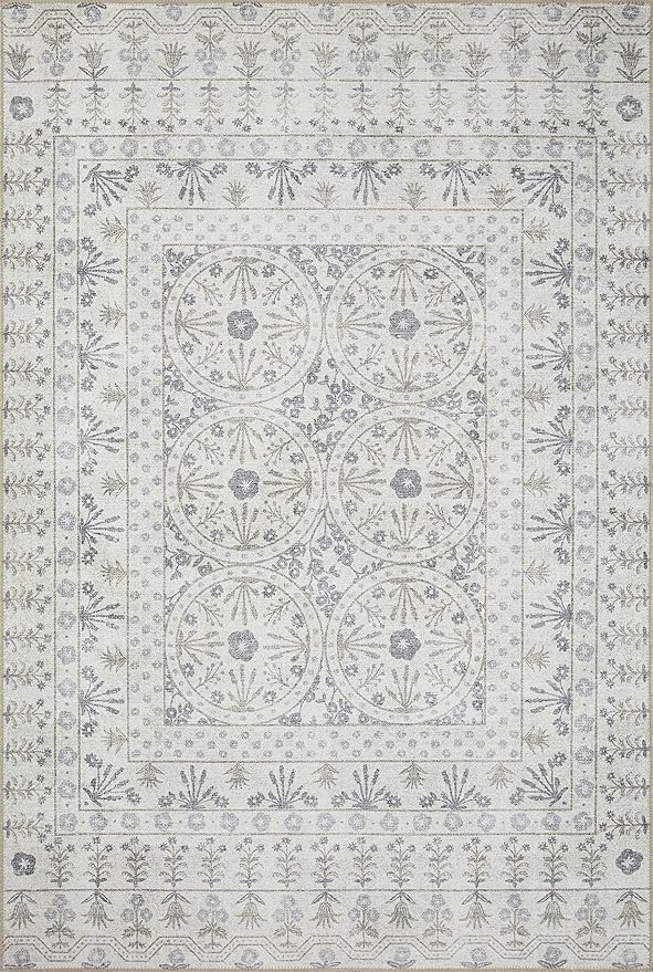 Loloi Rifle Paper Co. Maison Collection MAO-03 Rosette Ivory 5'-0" x 7'-6", .19" Pile Height, Area Rug
