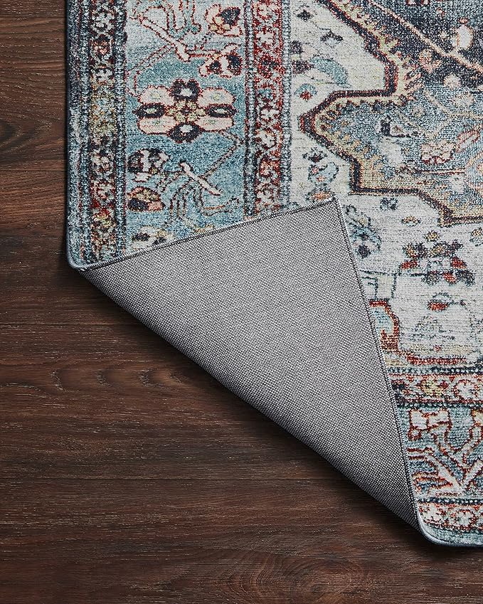 Loloi Margot Collection MAT-05 Ocean/Brick 2'-0" x 5'-0" Accent Rug feat. CloudPile, No-Shed Easy Clean Large Patterned Area Rug for Living Room, Bedroom, Dining Area