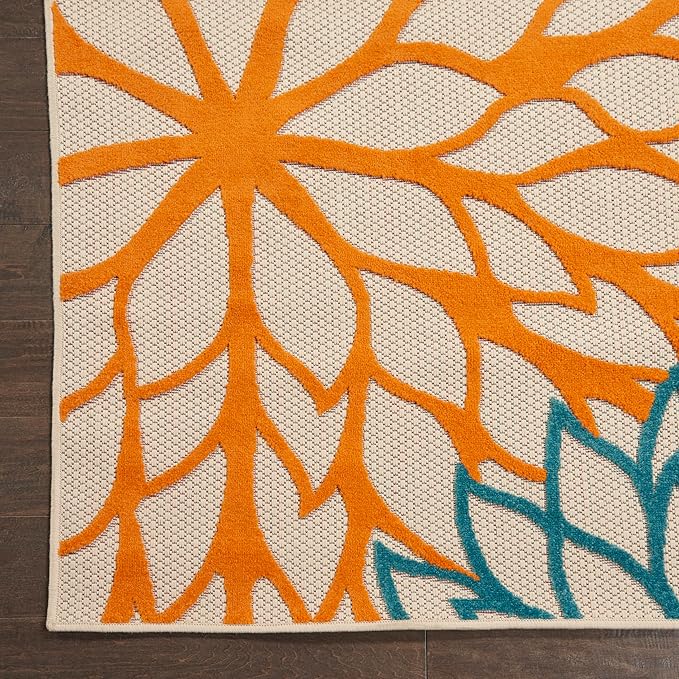 Nourison Home Aloha Indoor/Outdoor Green 12' x 15' Area Rug, Easy Cleaning, Non Shedding, Bed Room, Living Room, Dining Room, Deck, Backyard, Patio (12x15)