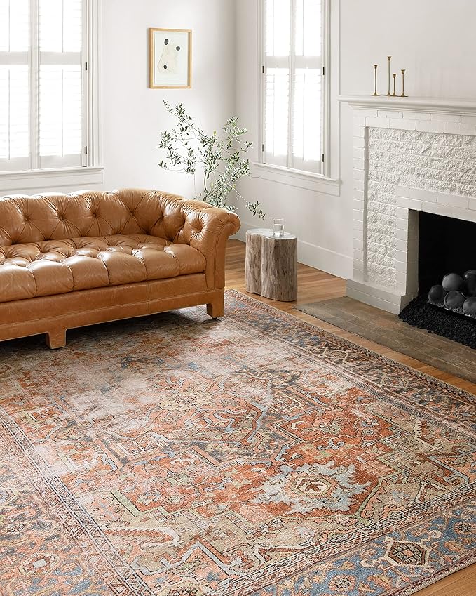 Loloi Loren Collection LQ-15 Terracotta/Sky 8'-4" x 11'-6" Area Rug