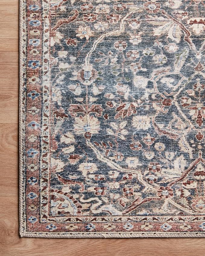 Loloi Chris Loves Julia Jules Collection JUL-06 Denim/Spice 2'-0'' x 5'-0'', .13" Pile Height, Accent Rug