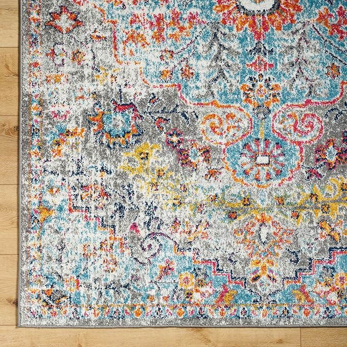 Livabliss Odelia Vintage Bohemian Runner Area Rug,2'7" x 7'3",Aqua