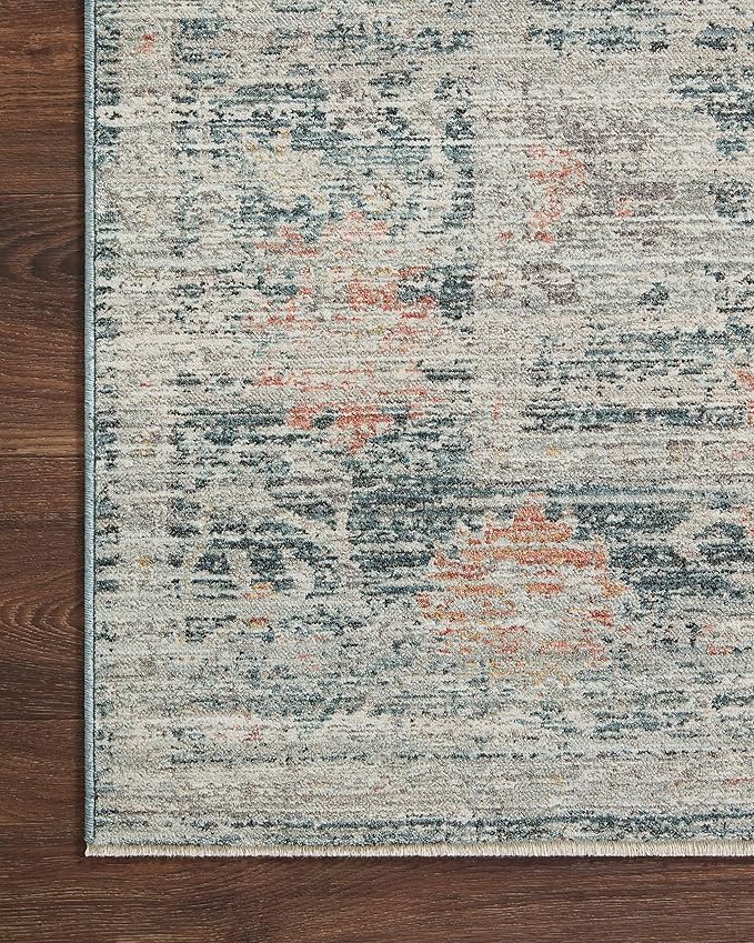 Loloi Magnolia Home by Joanna Gaines Millie Collection MIE-01 Blue/Multi 5'-3" x 5'-3", .25" Pile Height, Round Area Rug