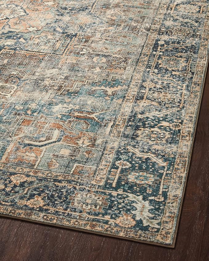 Loloi Margot Collection MAT-02 Terracotta/Lagoon 2'-3" x 3'-9" Accent Rug feat. CloudPile, No-Shed Easy Clean Large Patterned Area Rug for Living Room, Bedroom, Dining Area