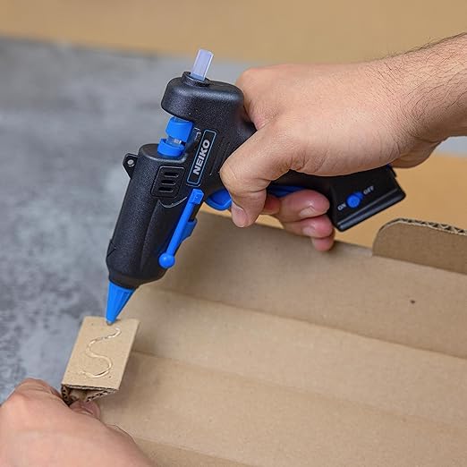 NEIKO 02660A Cordless Glue Gun, 15W Rechargeable Hot Glue Gun, 10 Glue Sticks Included, Wireless Anti Drip Nozzle Mini Glue Gun with Stand for Arts and Crafts, Mini USB Charging Port, Insulated Nozzle