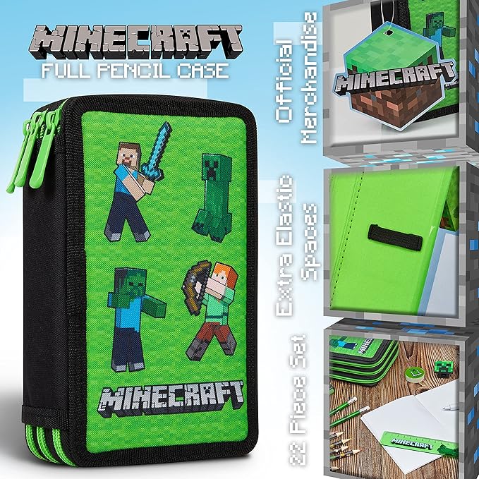 Minecraft Kids Pencil Case Stationery Pens Colored Pencils Notebook School Supplies Gamer Gifts for Boys