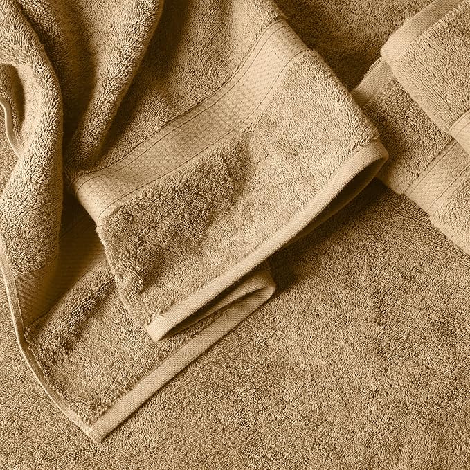 Superior Egyptian Cotton Pile 6 Piece Towel Set, Includes 2 Bath, 2 Hand, 2 Face Towels/Washcloths, Ultra Soft Luxury Towels, Thick Plush Essentials, Guest Bath, Spa, Hotel Bathroom, Toast
