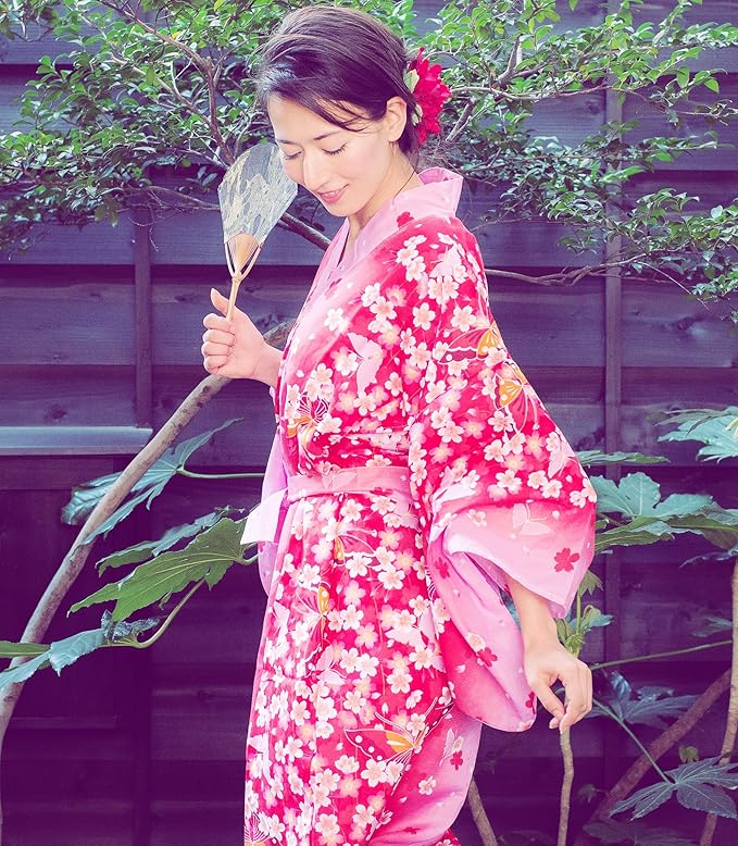 Kimura Jitsugyo Women's Kyoto Traditional Easy Wearing Kawaii Yukata Robe(Japanese Casual Kimono) Set 2
