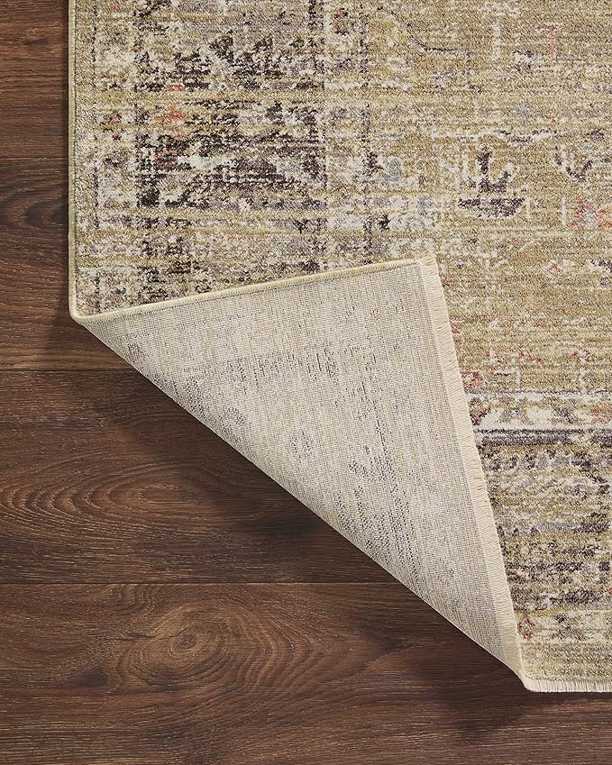 Loloi Magnolia Home by Joanna Gaines Millie Collection MIE-03 Gold/Charcoal 3'-6" x 5'-6", .25" Pile Height, Accent Rug