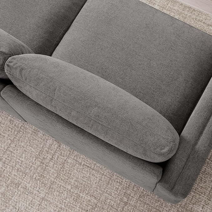 CHITA Super Large Luxury V Shape Corner Sectional Modular Sofa Set, Down Filled Modern Sofa, Deep Seat Cloud Couch, 114 inch Width, 5 Seat Couch with Chaise, Solid Wood Leg, Grey