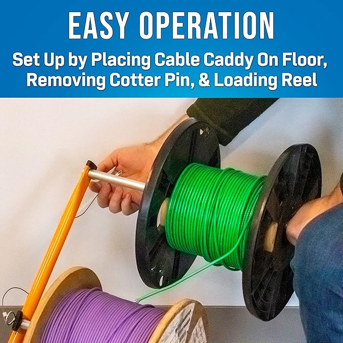 Jonard Tools CC-5442 Double Decker High Durability Steel Cable Caddy, Holds Up to Two 12" Diameter Cable Reels and 100 lb Capacity