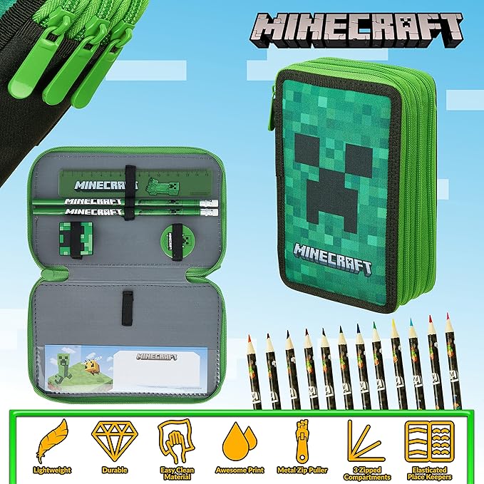 Minecraft Kids Pencil Case Stationery Pens Colored Pencils Notebook School Supplies Gamer Gifts for Boys