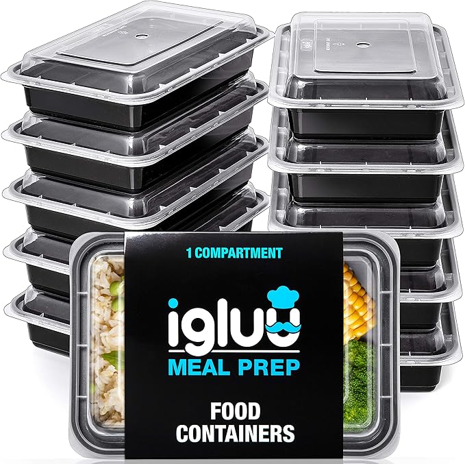 Igluu Meal Prep Containers Reusable (30 Pack) – Food Containers with Lids – Stackable, Microwave, Freezer & Dishwasher Safe – 28oz – 1 Compartment – BPA-Free