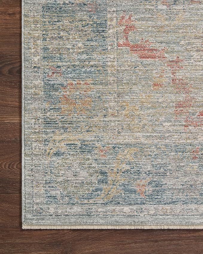 Loloi Magnolia Home by Joanna Gaines Millie Collection MIE-04 Slate/Multi 2'-3" x 3'-10", .25" Pile Height, Accent Rug