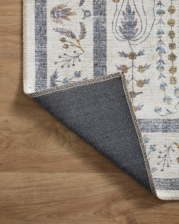 Loloi Rifle Paper Co. Maison Collection MAO-05 Wisteria Cream 5'-0" x 5'-0", .19" Pile Height, Round Area Rug