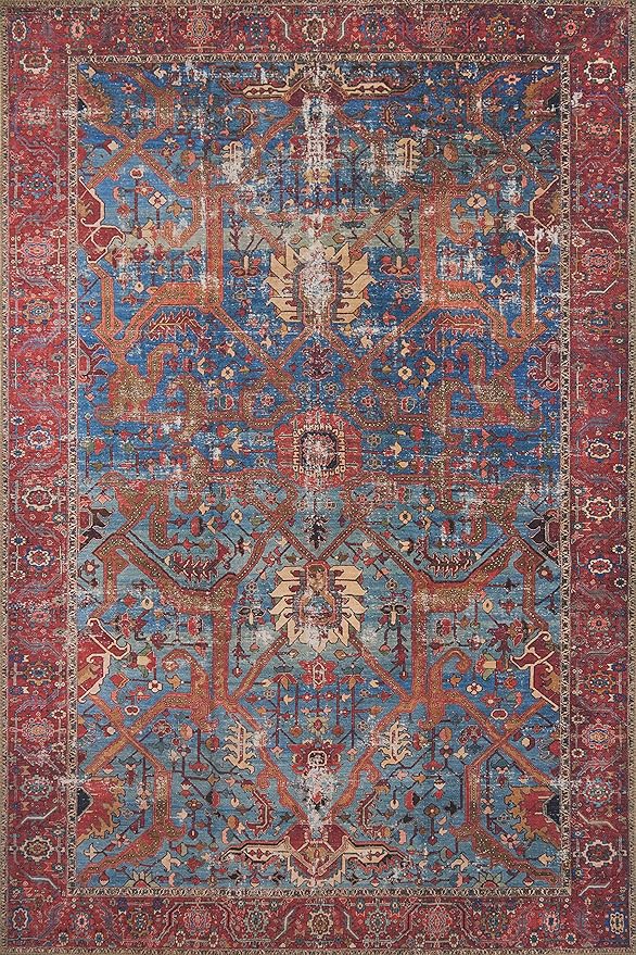 Loloi Loren Collection LQ-10 Blue/Red 5'-0" x 7'-6" Area Rug