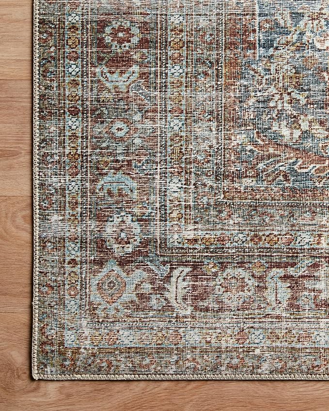 Loloi Chris Loves Julia Jules Collection JUL-05 Lagoon/Brick 3'-6'' x 5'-6'', .13" Pile Height, Accent Rug