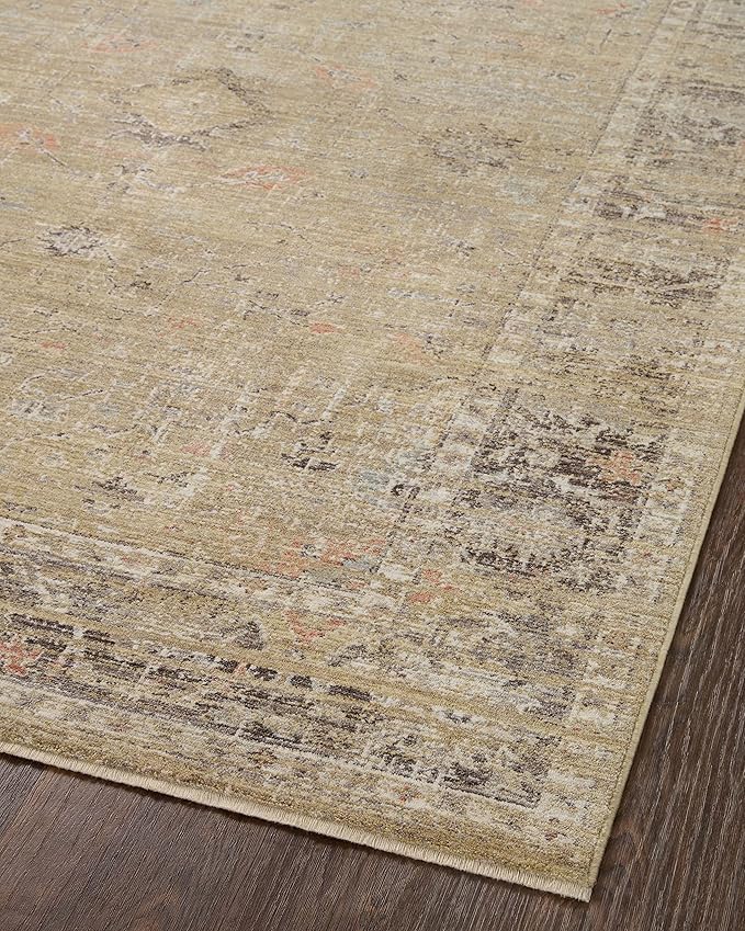 Loloi Magnolia Home by Joanna Gaines Millie Collection MIE-03 Gold/Charcoal 2'-7" x 8'-0", .25" Pile Height, Runner Rug