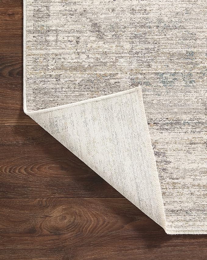 Loloi Magnolia Home by Joanna Gaines Millie Collection MIE-01 Silver/Dove 5'-3" x 5'-3", .25" Pile Height, Round Area Rug