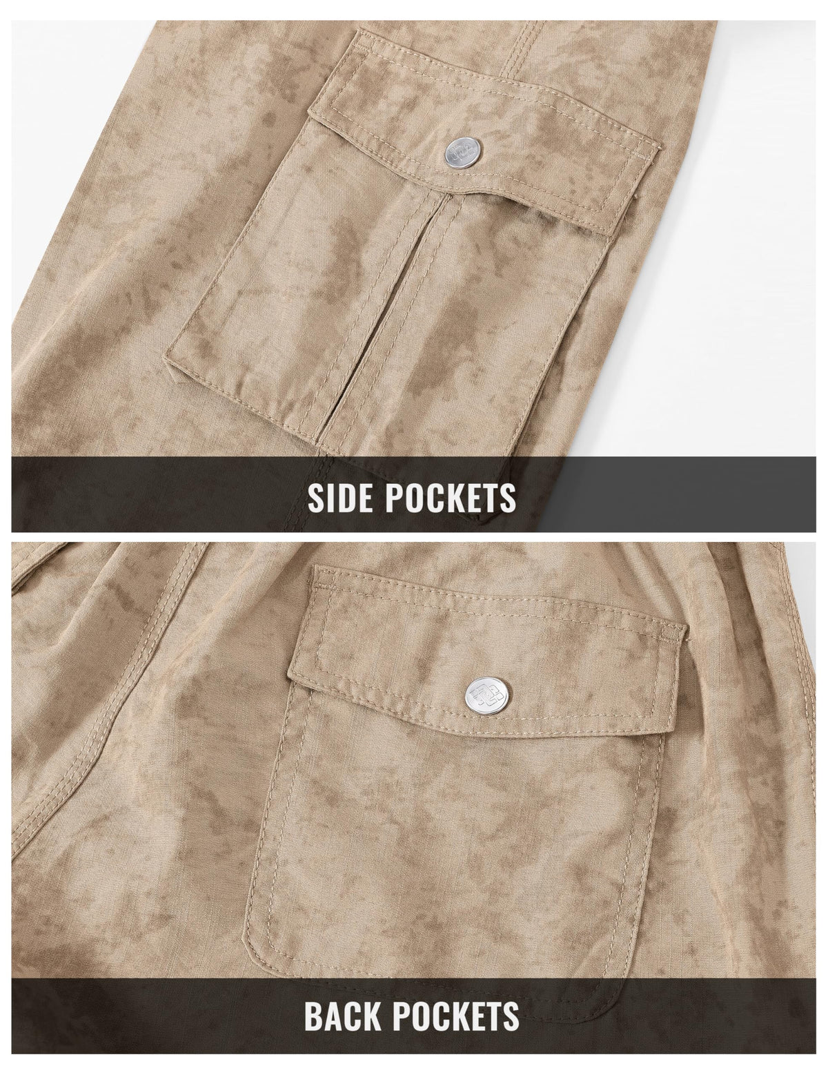MoFiz Womens Cargo Capris Lightweight Hiking Pants Quick Dry Casual Outdoor Loose Shorts Dirty Khaki XS