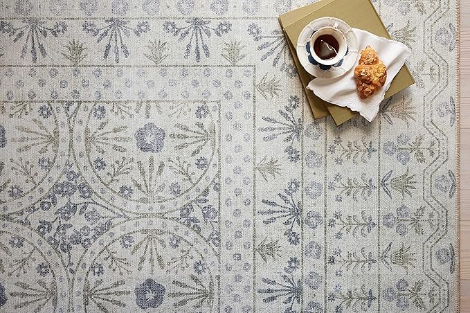 Loloi Rifle Paper Co. Maison Collection MAO-03 Rosette Ivory 3'-9" x 5'-6", .19" Pile Height, Accent Rug