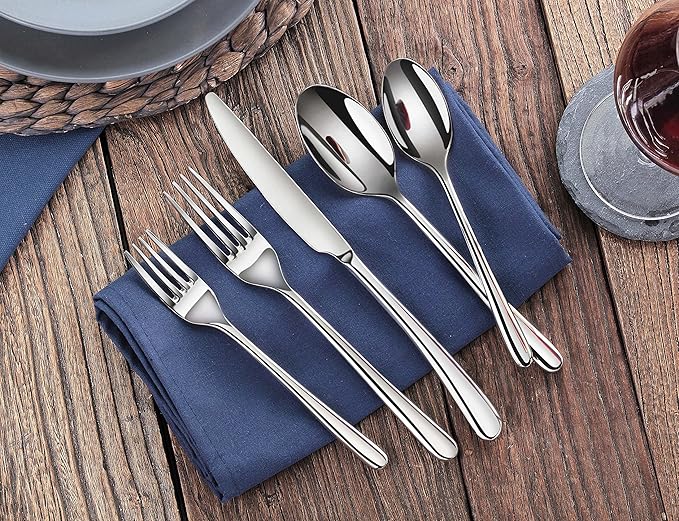 Artaste Rain II Forged 18/10 Stainless Steel Teaspoon Set of 12, Silver, 7-Inch