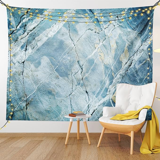 Ambesonne Marble Print Tapestry, Exquisite Granite Stone Architecture Floor Nature Faded Rock Picture, Fabric Wall Hanging Decor for Bedroom Living Room Dorm, 30" X 45", Pale Blue Grey