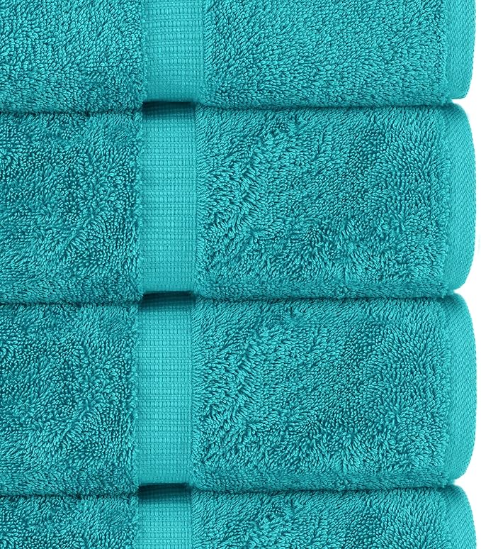 Chakir Turkish Linens | Hotel & Spa Quality 100% Cotton Premium Turkish Towels | Soft & Absorbent (4-Piece Bath Towels, Aqua)