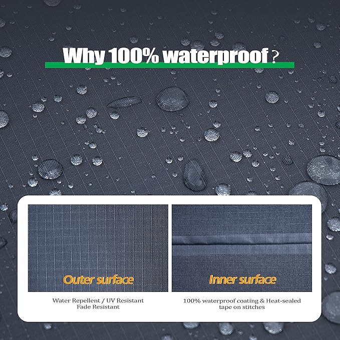 F&J Outdoors Heavy Duty Waterproof Anti-UV Rip-stop Fabric Extra Large Patio Furniture Covers, Grey, 160"x92"x35"
